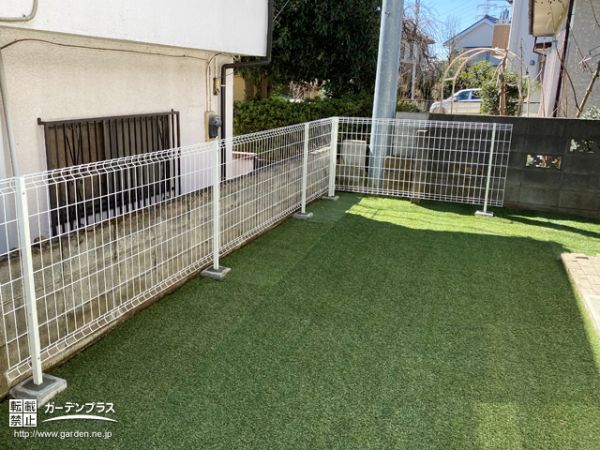 人工芝を敷いてドッグランとして活用するお庭リフォーム工事 No 花壇 菜園 芝生の施工例 外構工事のガーデンプラス