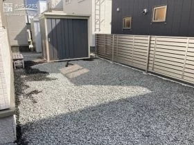 雑草対策をした主庭や物置周り[施工後]