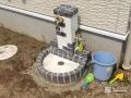 可愛いレンガデザインの立水栓ユニット