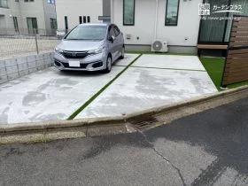 お庭とのつながりを持たせた駐車スペース[施工後]