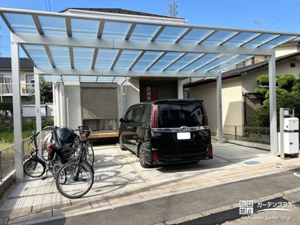 No.18280 自転車を停める際にも役立つ3台用の大きなカーポート設置工事