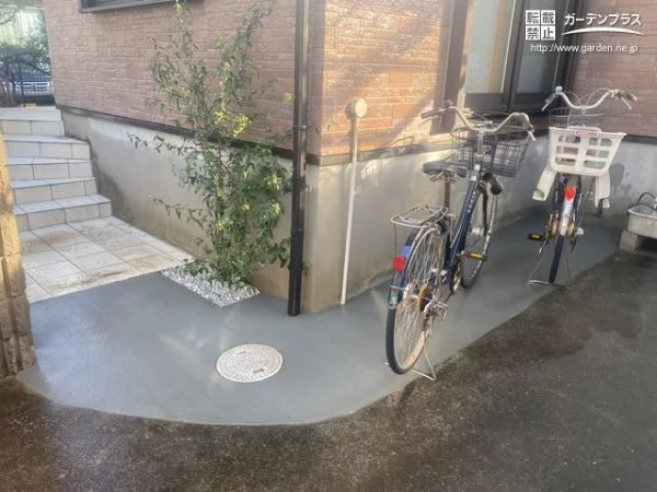 自転車も快適に停められる土間コンクリート舗装工事