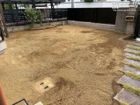 お庭の中も人工芝に備えて整地[施工後]