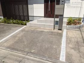 ピンコロ石を使った駐車スペースの雑草対策[施工後]