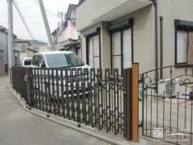 同じ色調でお洒落に仕上げた門扉とカーポート[施工後]