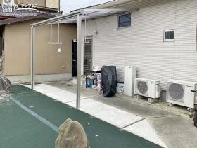 駐輪兼家事スペースとして多目的に利用できるテラス屋根設置工事