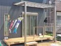 家事用のスペースになるウッドデッキ