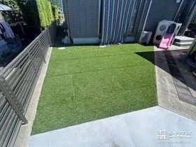 人工芝敷設と土間コンクリート打設で便利に使える主庭リフォーム