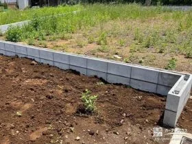 境界ブロックを設置した新築外構工事