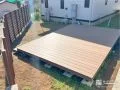 お子様の遊びスペースとして大活躍する大きなウッドデッキの設置工事