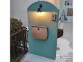 お住まいの顔となる可愛らしいブルーの塗り壁門柱