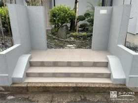 見た目良く使いやすいアプローチ階段と駐車スペース舗装工事