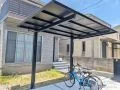 かっこいいオールブラックのサイクルポート設置リフォーム工事