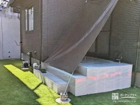 お庭へのアクセス性が高まるタイルデッキ[施工後]