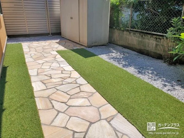 華やかな園路がお庭を明るく彩るリガーデン工事