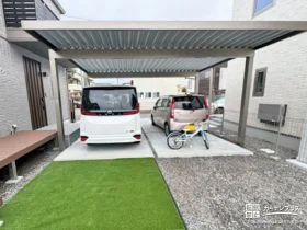 梁延長してお庭への動線を確保したカーポート[施工後]