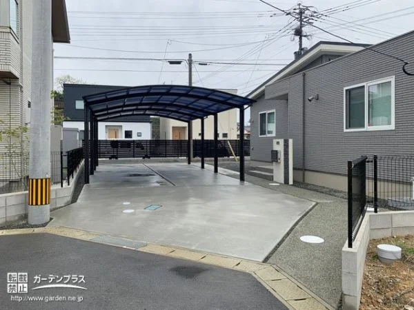 敷地の広さに合わせたモダンで落ち着いた印象の新築外構
