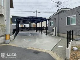 敷地の広さに合わせたモダンで落ち着いた印象の新築外構