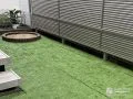円形の花壇が可愛らしい印象のお庭への目隠しフェンス設置工事