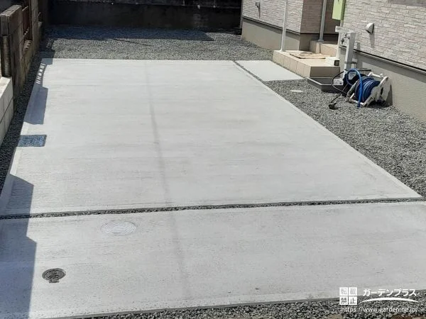 駐車スペースと玄関アプローチの整地とテラス屋根の設置工事