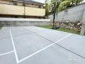 バスケットゴールを置いて完成した駐車スペース