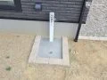 見切りのレンガを使用した、ナチュラルテイストの水受け