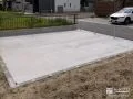 すっきりとしたデザインでお車を守る車止め付き駐車スペース工事