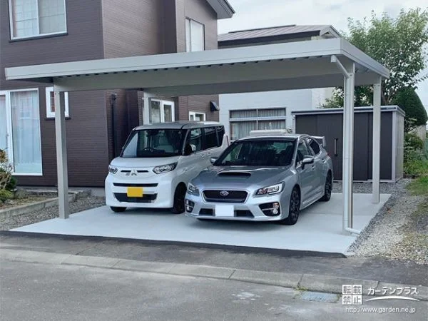 スチール折板屋根の頑丈なカーポートや大きな物置の設置工事
