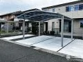 広い前庭へのコンクリート打設と2台用カーポート設置工事