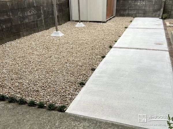 錆砂利やレンガで温かみを加えて雑草対策も叶えたリフォーム工事
