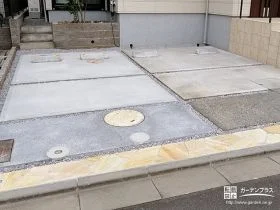 駐車スペースの芝部分をコンクリートにしお手入れを楽にした工事