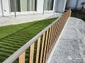 高低差あるお庭で安全快適に遊ぶための芝生とフェンスの設置工事