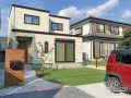 門周りにポイントをもたせたナチュラルテイストの新築外構