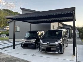 スチール折板屋根のスタイリッシュなカーポート[施工後]
