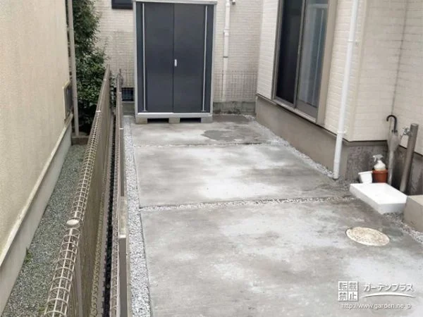 お庭にコンクリートを打ち駐車スペースにも使えるようにした工事
