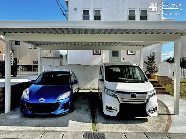 車の雪下ろしの手間を軽減するスチール折板屋根カーポート設置工事