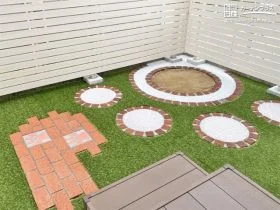 可愛らしい肉球デザインの植栽スペース[施工後]