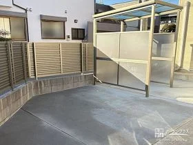 砂利敷きのお庭にコンクリートを打ち平らで使いやすくした工事