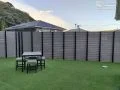 お客様にてガーデンファニチャーを置いていただき、趣味を楽しむお庭に