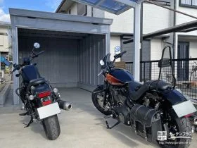 バイクを雨風から守り安心して保管できるガレージの設置工事