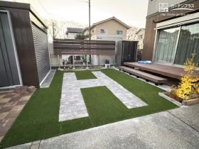 お庭に駐車も可能で実用性の高いおしゃれなお庭リフォーム工事