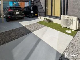 防草シートと砂利で雑草対策を施した主庭[施工後]
