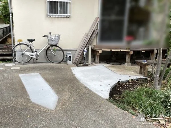 前庭の植栽を撤去して駐車スぺースを拡張したリフォーム工事