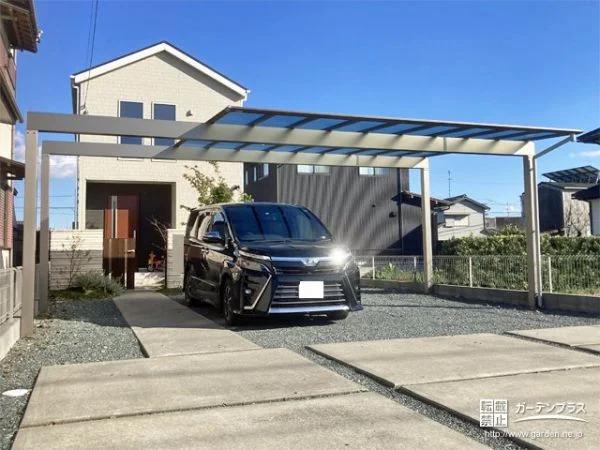 梁延長タイプでお車を出し入れしやすいカーポートの設置工事