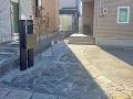 駐車スペースのスリットにコンクリートを打ち雑草対策をした工事