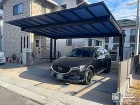 後方支持タイプでお車の出し入れがスムーズなカーポート設置工事