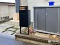 ブラックカラーがモダンな印象の宅配ボックス付き機能門柱設置工事