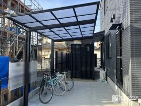 片側支柱で駐車がスムーズなカーポート[施工後]
