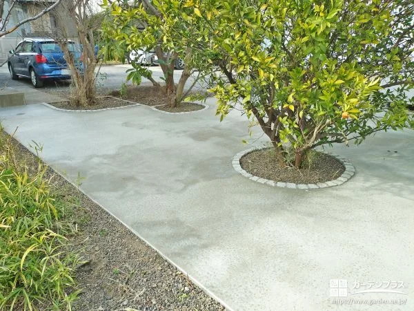面積の広いお庭のお手入れを軽減する土間コンクリート打設工事