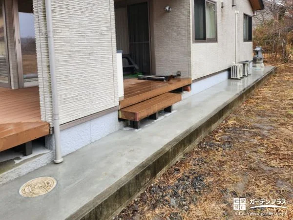お庭周りへの土間コンクリート打設で草むしりから解放された工事